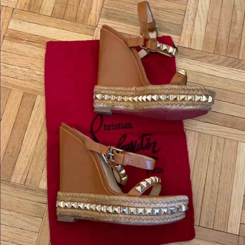 Christian Louboutin rockstud spiked leather wedges